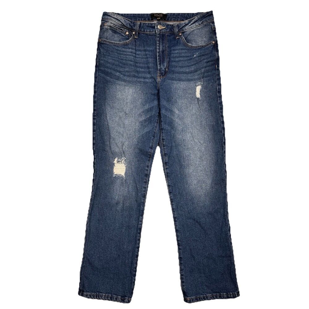 Rachel Roy Jeans Womens 10/30 Straight High Rise Distressed Blue Measure 30 x 27
